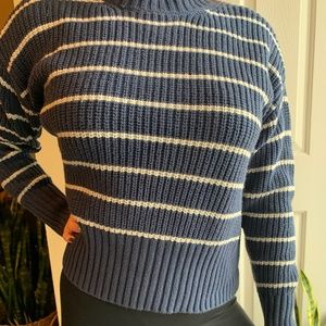 Blue and White Striped A.N.A. Sweater